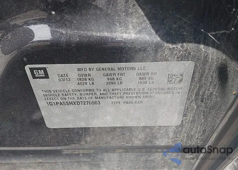 2013 Chevrolet Cruze Ls Auto из США, поврежденный, VIN 1G1PA5SHXD7276963